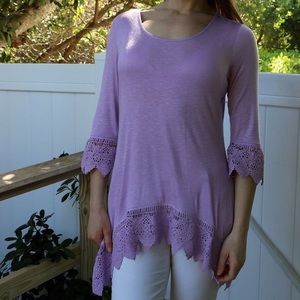 Indigo Soul Crochet Trim Knot Tunic